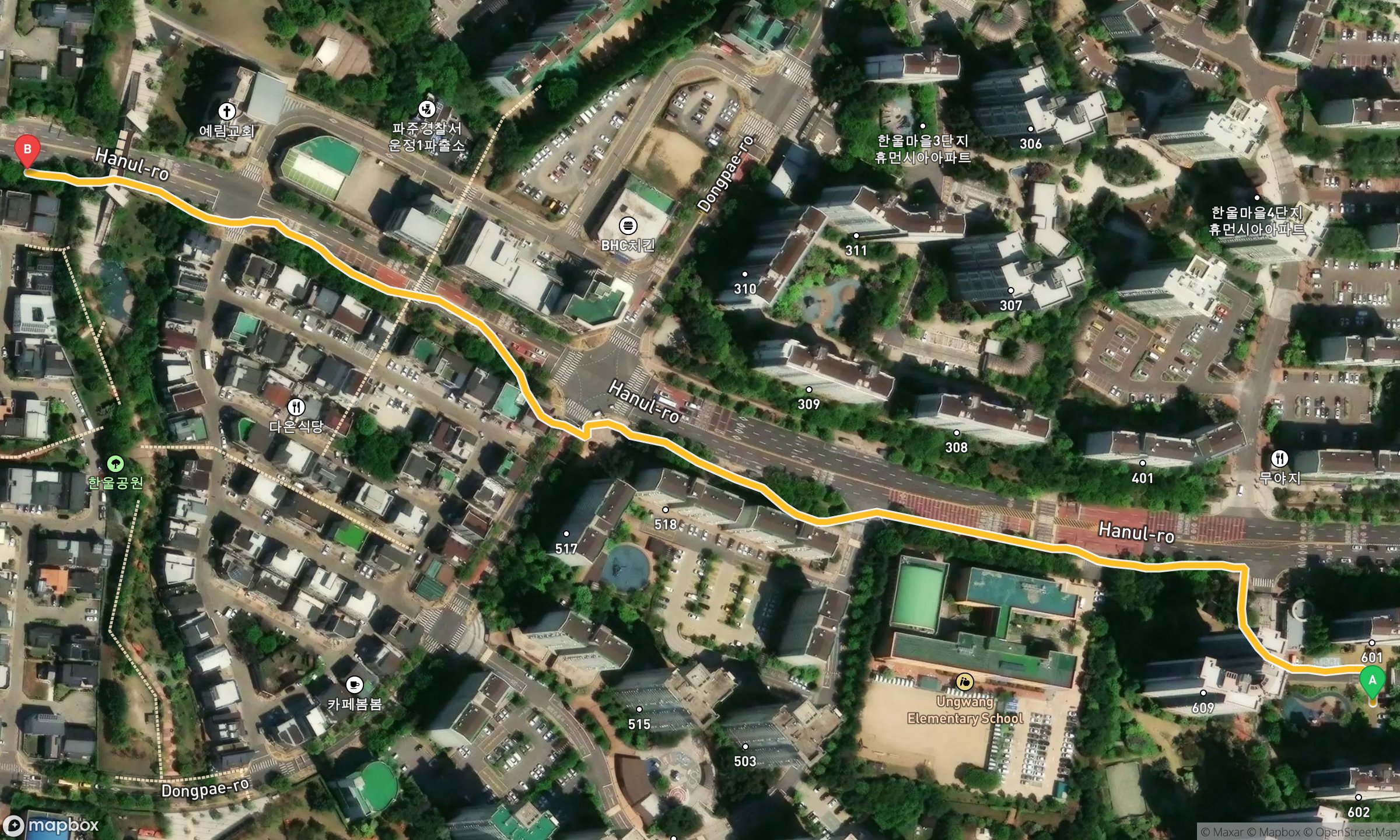 파주 이지런 0.63km — 2026-06-10, 8분32초 페이스로 5분 23초 달린 기록